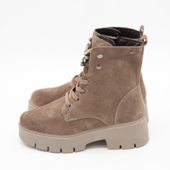 NEW Igi&Co lace-up ankle boots water-repellent suede with rhinestones 2511 2M9 - Picture 5 of 6